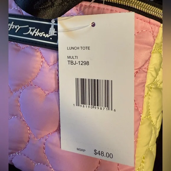 Betsey Johnson NWT Pink Lavender Yellow Quilted Insulated Crossbody Bag (P169) - Picture 8 of 9